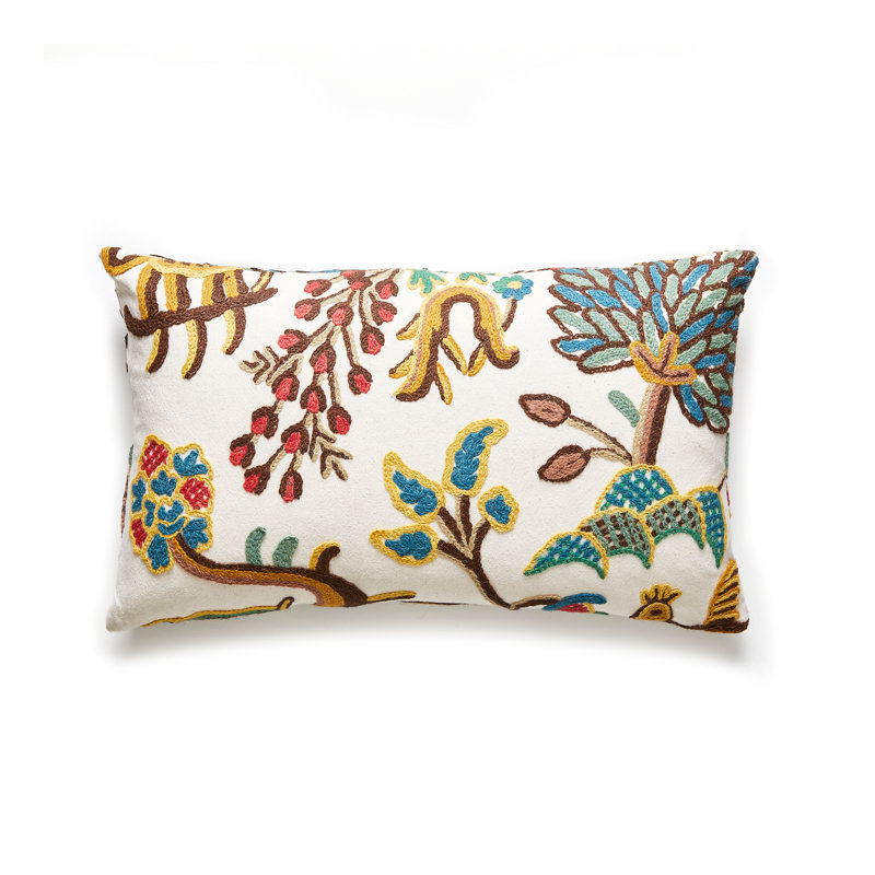 Fables Crewel Lumbar Pillow Cover & Insert