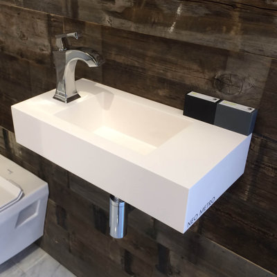 Neo-Metro 19.625'' White Solid Surface Rectangular Bathroom Sink with Overflow