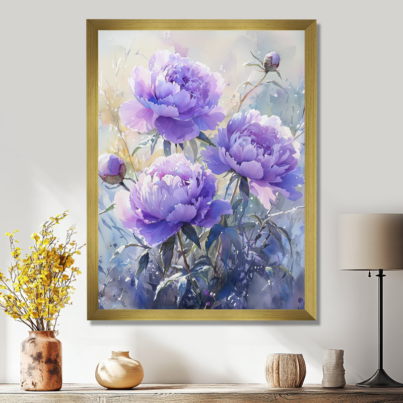 Kesterson - Art mural floral, H 44 po x l 34 po, Reproduction encadrée d'une seule photo, Doré