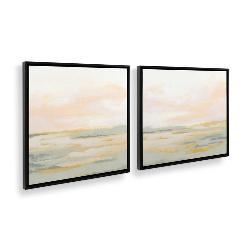 Ensemble de 2 champs de lumière pastel, Cadre flottant noir satiné, H 33 po x l 66 po