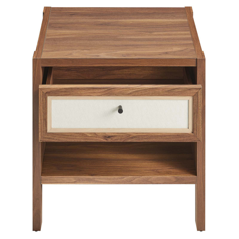 Capri Walnut Wood Grain Nightstand with Linen Drawer