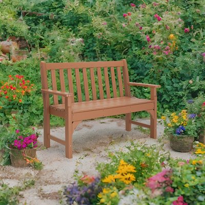 Banc en PEHD 49 po à dossier vertical couleur teck