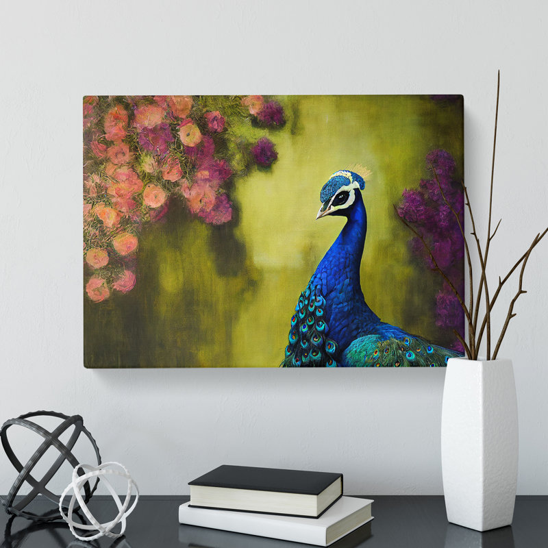 Painting Of A Peacock - Wrapped Canvas, 50cm H x 76cm W x 3cm D