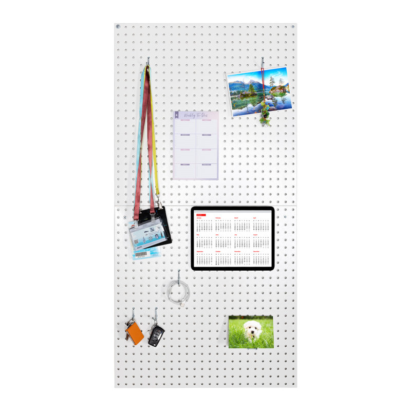 Seville Classics UltraHD 2-Piece Pegboard Set w/ 23 Piece Hook Assortment, White