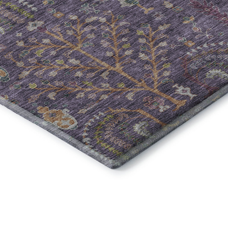 Premium Machine Washable Gurubaksh AMF1152 Floral Rug, Rectangle 8' x 10'