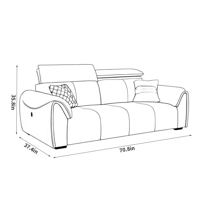 Minimalist Creative Sofa, 35.8" H x 70.8" W x 37.4" D, Off-White