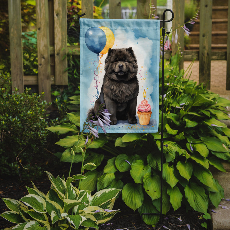 Drapeau de jardin «Happy Birthday», Chow-chow noir