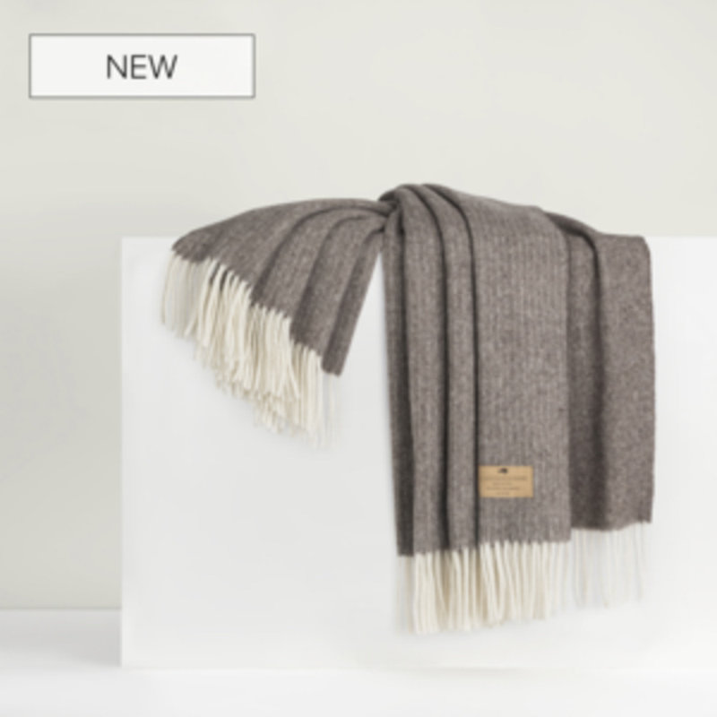 Pinstripe Cashmere/Lambswool Throw, Mocha