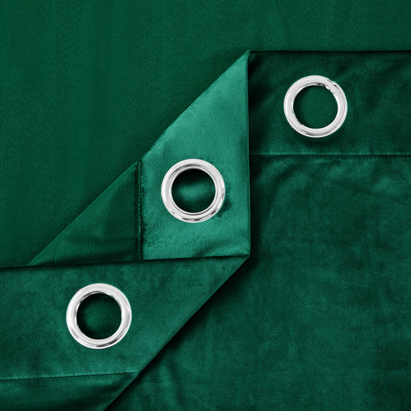 Rumson Crushed Velvet Eyelet Sheer Curtains Pair, 168cm x 228cm, Green