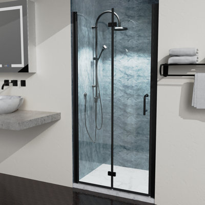 Porte de douche à deux volets avec verre transparent l 36 po x H 72 po