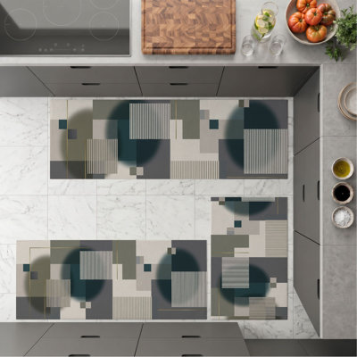 Tapis de cuisine géométriques antidérapants lavables