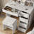 Shylo Makeup Vanity Desk with LED Lighted Mirror & 5 Drawers, Vanity Set with Stool for Bedroom-1992074035