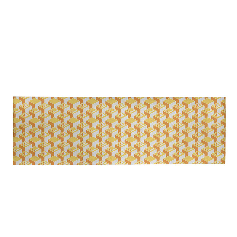 Tapis orange/jaune/gris clair skyscrapers, Tapis de couloir 2 pi 5 po x 8 pi