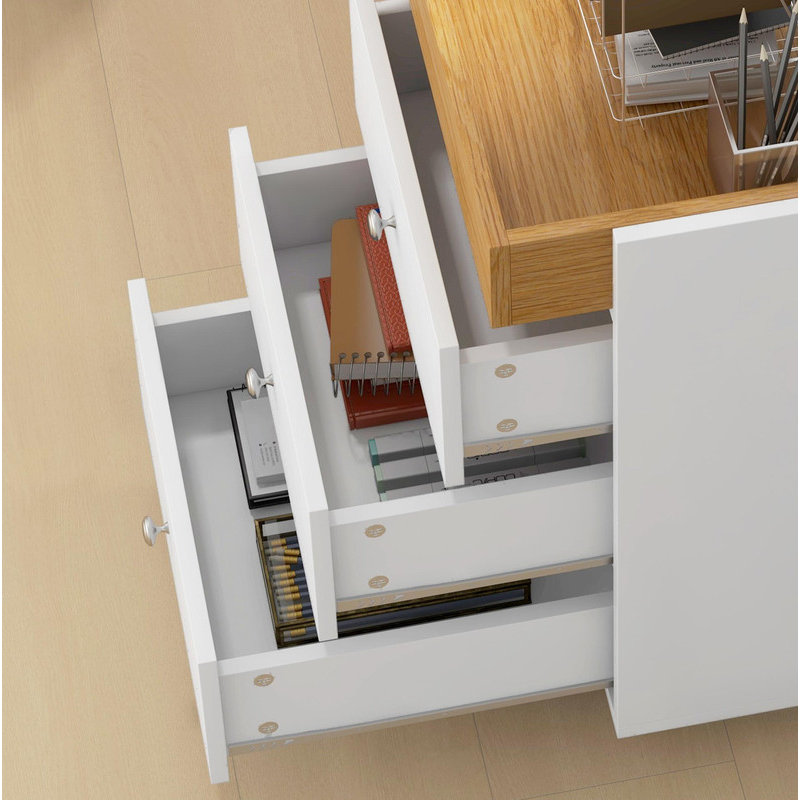Armoire de rangement à 3 niveaux HOMcom - Organisateur de bureau mobile avec plateau amovible et support pour imprimante
