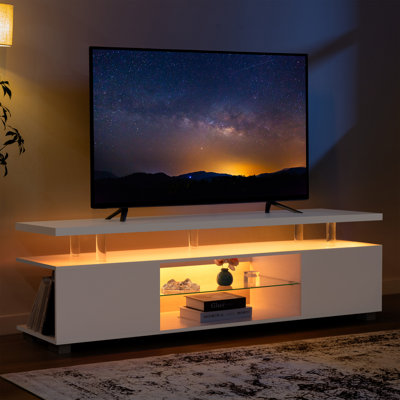 Meuble télé à DEL Meuble télé blanc avec rangement Meuble télé moderne avec rangement pour téléviseur 65/70/75 po