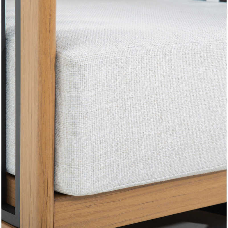 Chaises longues avec coussins Sereno, Noir / teck