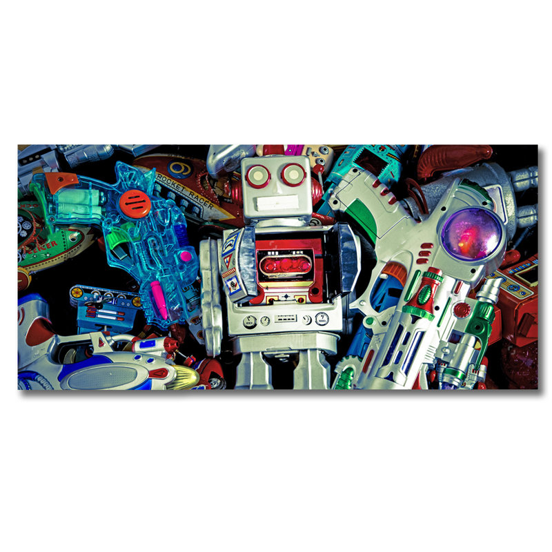 Jouets rétro ! -photographie sans cadre, Aluminium, H 36 po x l 84 po x P 1 po