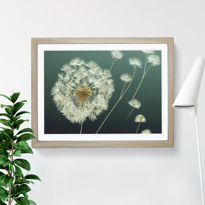 Unusual Dandelion Flowers - Framed Print, 46cm H x 64cm W x 2cm D, Oak