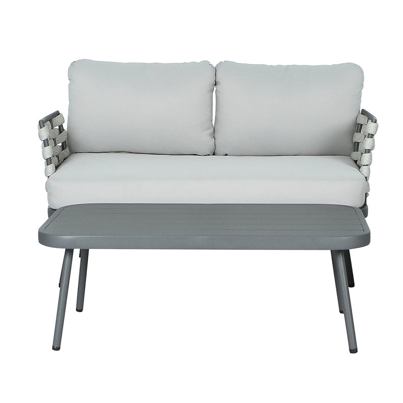 Causeuse et table en acier Mariano, gris, 2 Pcs: Table, Loveseat, Gris, Gris