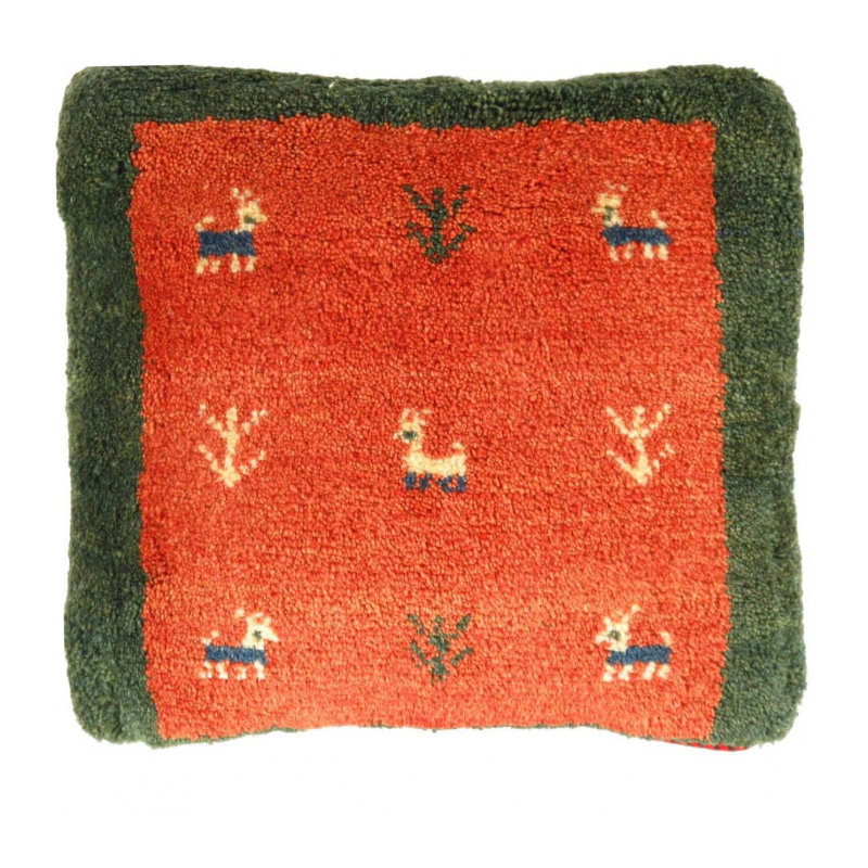 Coussin Gabbeh fin noué à la main 17 po x 17 po