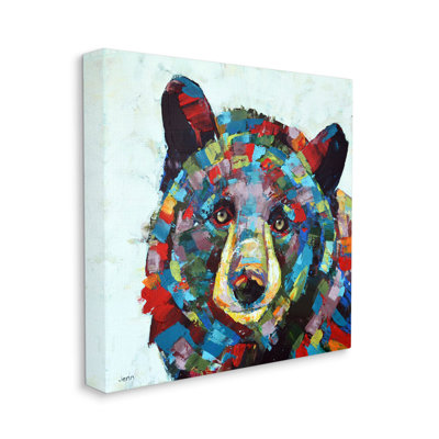 Art moderne sur toile, portrait d'un ours kaléidoscopique moderne par Jen Seeley