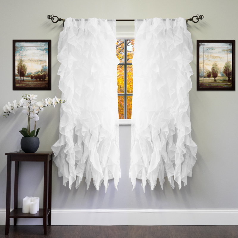Fulda Semi Sheer Curtain Single Panel, White, 50" W x 63" L