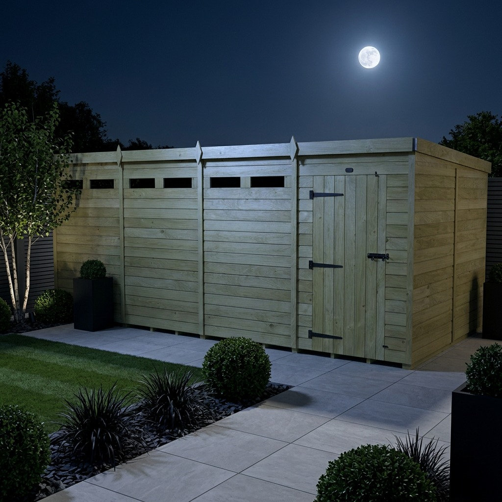 Total Sheds 18ft x 8ft Security Pent Shed - Heavy-Duty Hasp Staple Anti-Tamper - Pressure Treated Timber - UK Manufactured