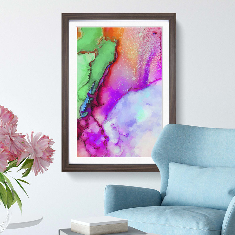 Ink Bliss in Abstract - Framed Print, 76cm H x 50cm W x 2cm D, Walnut