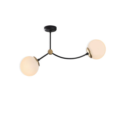 Lustre 2 lumières en métal Cody avec capuchon en verre