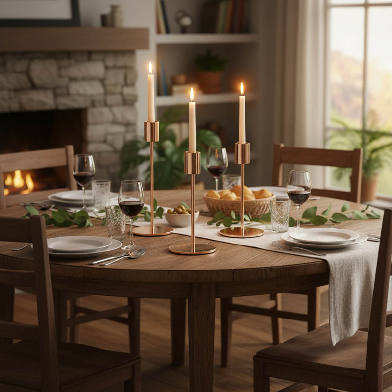3 Piece Metal Tabletop Candlestick Set