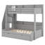 Lit superposé en bois avec escalier de rangement, lit gigogne, tablettes, ports DEL et USB-1828278394