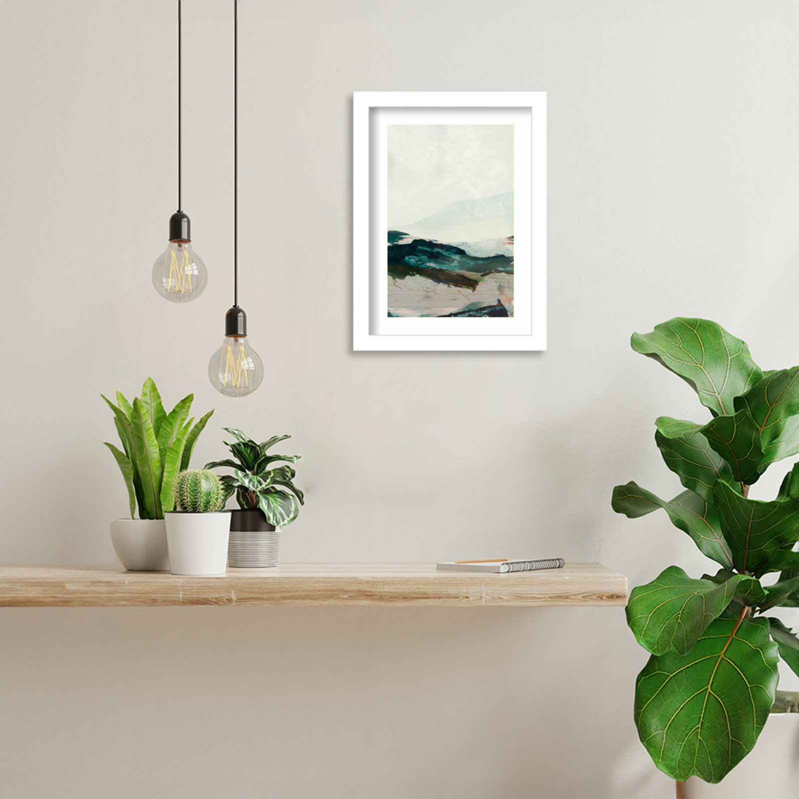 Mountains No 2 by Dan Hobday Wood Framed Wall Art Print, White Framed, 13" H x 10" W