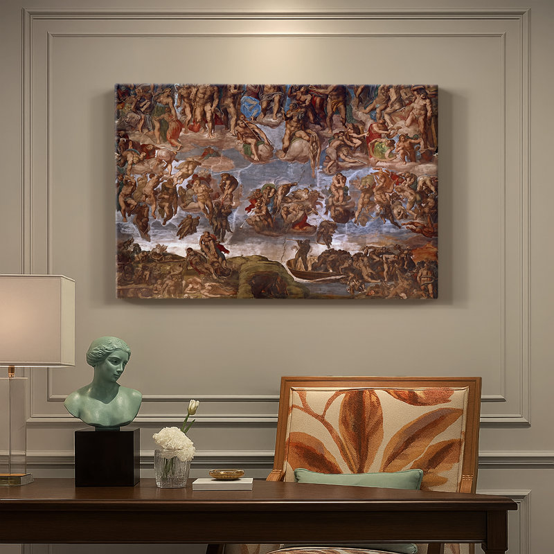 Michelangelo "Le Jugement dernier (détail: le bateau de Charon et les damnés)" - Art mural de qualité musée sur toile tendue