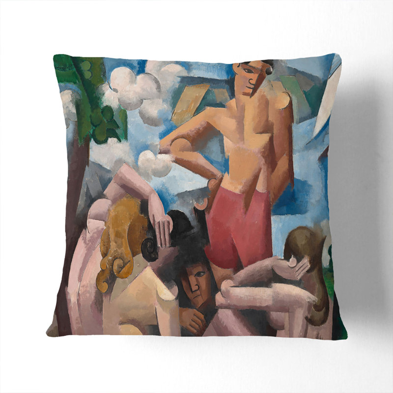 The Bathers Scatter Cushion, 40cm H x 40cm W x 15cm D, Stone