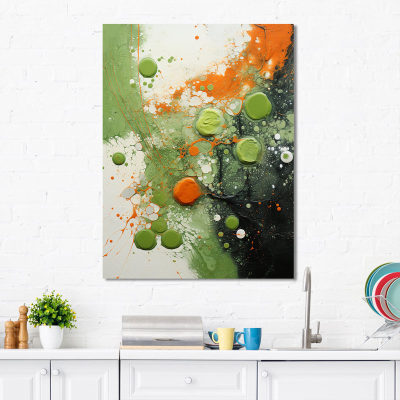 Vert et jaune abstrait avocat III - fruits, art mural, H 20 po x l 12 po x P 1 po