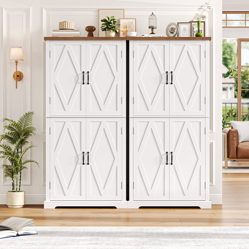 Arville 63.47" Farmhouse Bathroom Cabinet for Storage & Style, Elevate Your Bathroom with a Freestanding Cabinet, White/Brown