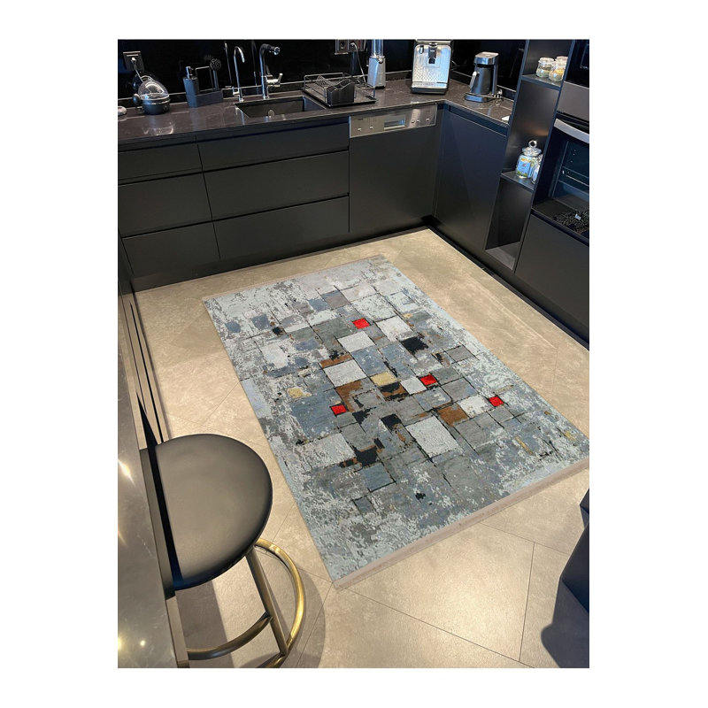 Tapis décoratif lavable à la machine moderne à motif de pierres abstraites murales de la collection Barcelona