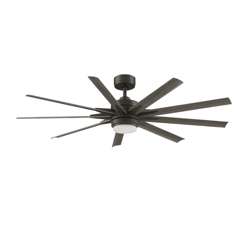 Odyn Indoor/Outdoor Custom Ceiling Fan DC Motor- Matte Greige with LED Light Kit, Matte Greige