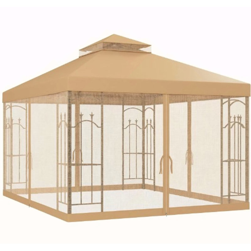 Abri de jardin à double toit avec abri et abri de jardin, Brun