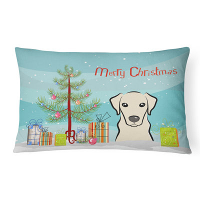  Christmas Tree and Labrador Fabric Indoor/Outdoor Throw Pillow
