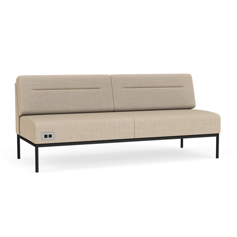 Canapé Darsey, Avec alimentation, Noir, Chambray calcaire
