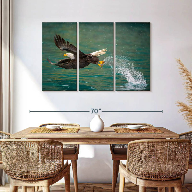 Brampt Eagle Catching Prey, 36" H x 57" W