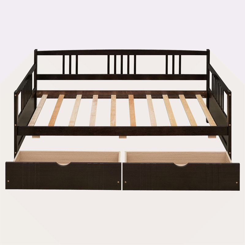 Daybed Wood Bed With Two Drawers, Twin, Espresso