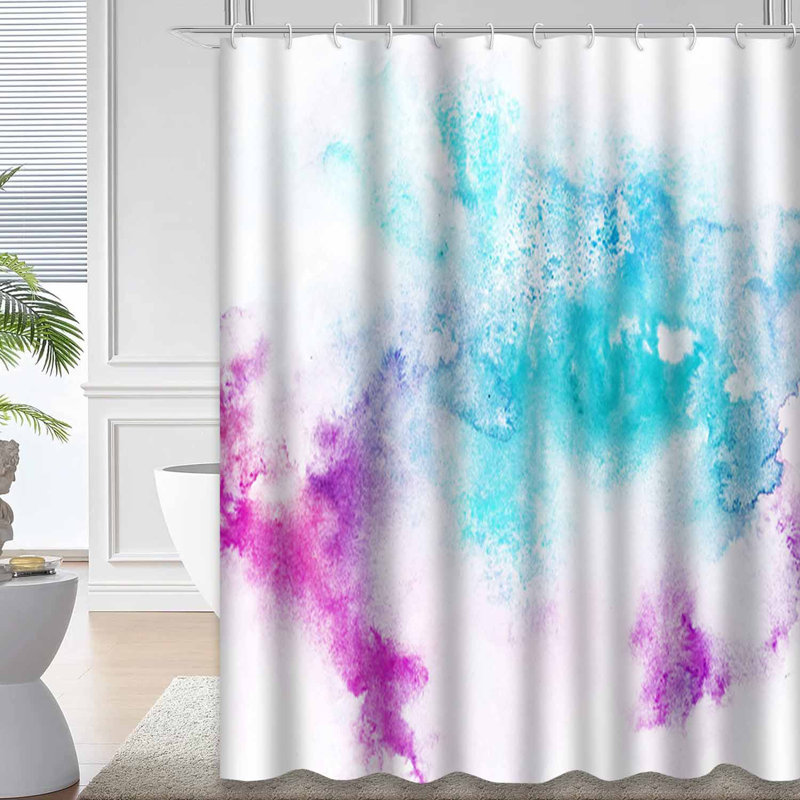 Rideau de douche bleu imperméable, rideaux de douche pour la salle de bain avec 12 crochets, 72" L x 78" W