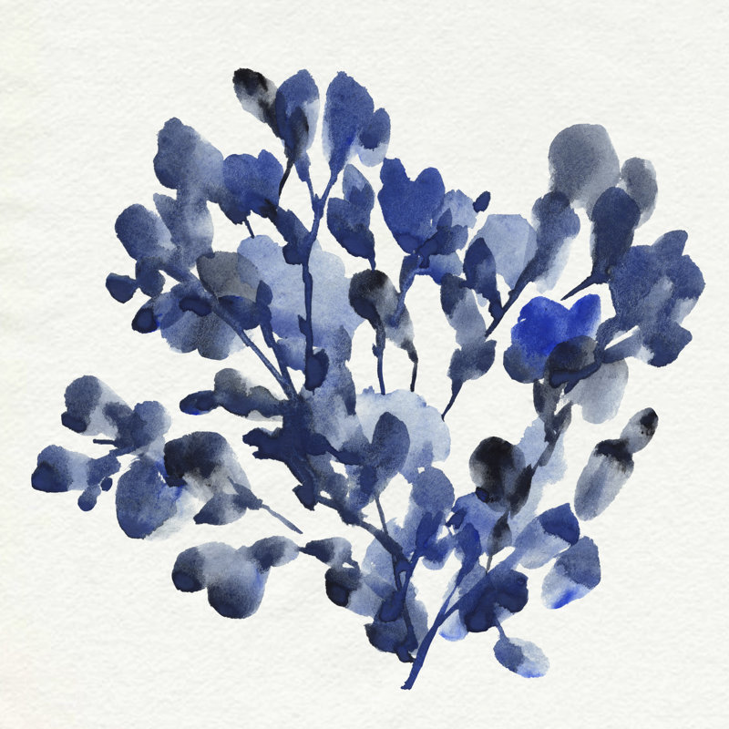 Cobalt Blossom II by Annie Warren - Wrapped Canvas Painting, 30cm H x 30cm W