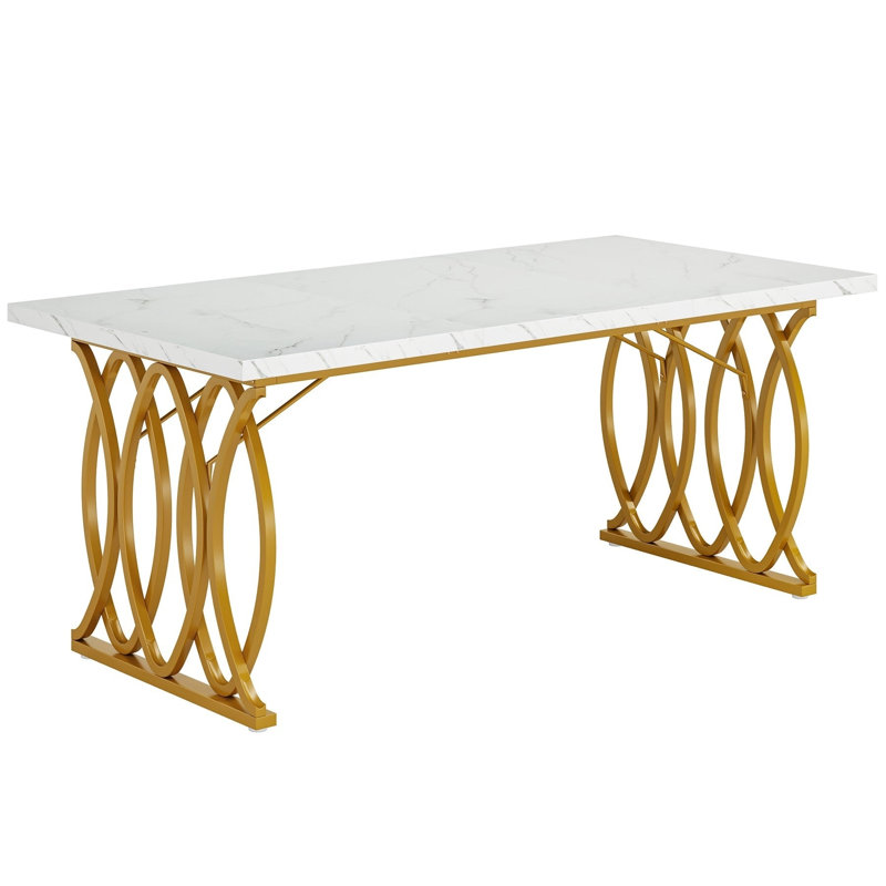 Table de salle à manger 63 po avec plateau en faux marbre TribeSigns