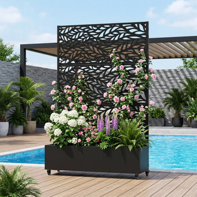 Boîte à fleurs en métal galvanisé avec treillis Eddison