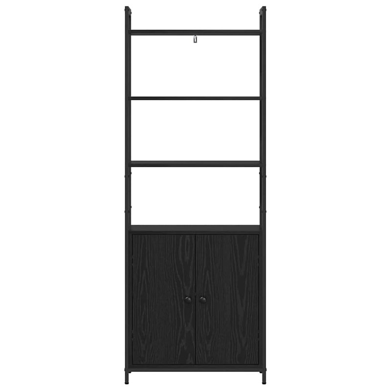 161cm H x 60cm W Steel Book Cabinet Bookcase, Black Oak