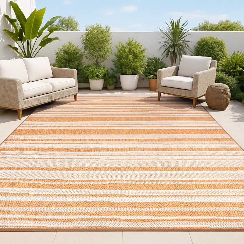 Tapis orange / crème Clarisa, Rectangle 3 pi 11 po x 6 pi