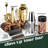 Bartender Kit: 10-Piece Bar Tool Set With Mahogany Stand | Perfect Home Bartending Kit And Martini Cocktail Shaker Set For A Perfect Drink Mixing Experience | Fun Housewarming Gift (Gold)